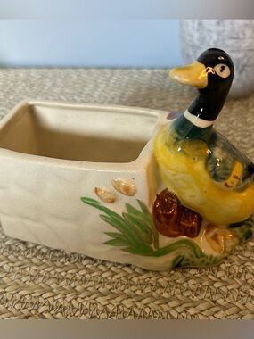 Vintage Ceramic Duck Planter Japan Style 
Cottagecore Farmhouse Decor